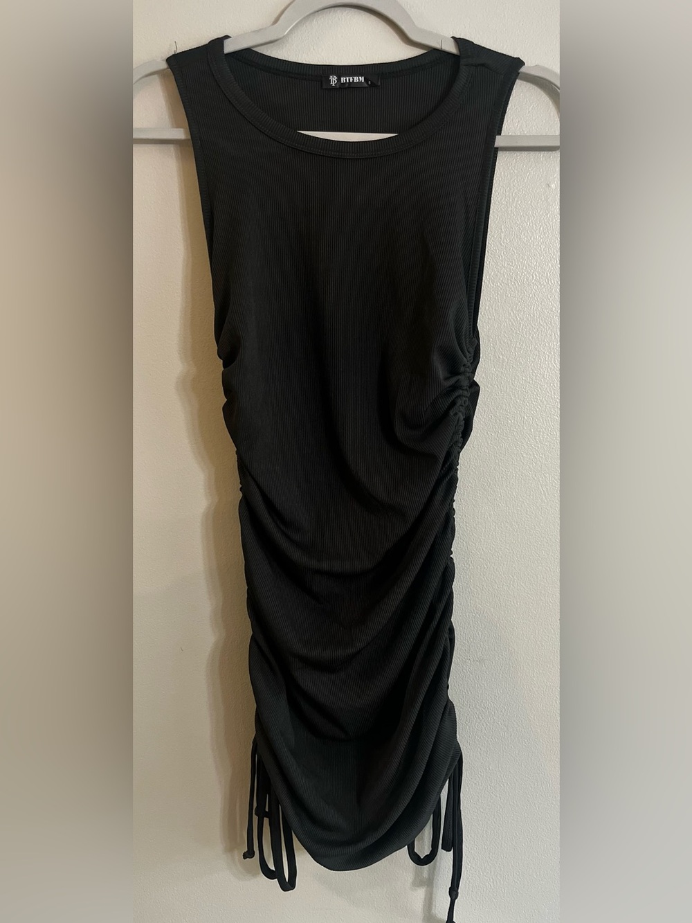 BTFBM Black Ruched Bodycon Dress